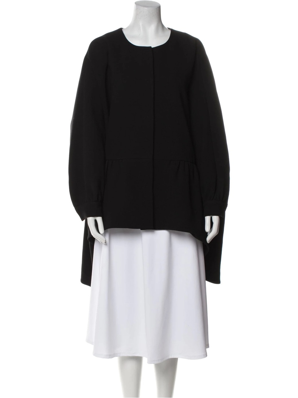 CO Essentials Black Button-Front Peplum Tunic Jacket